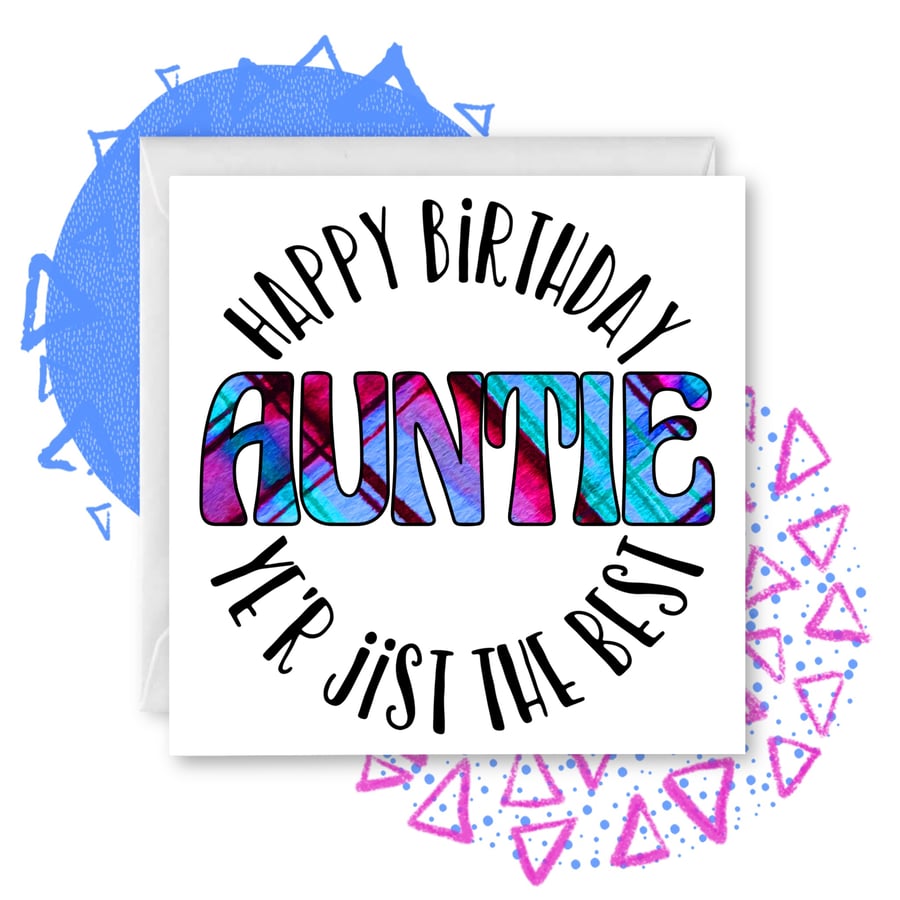 Happy Birthday Auntie Tartan Doric Greetings Card