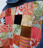 Upcycled denim jacket - orange patchwork - Image 4
