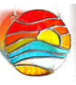 Sunset Beach Waves Stained Glass Suncatcher - Image 9