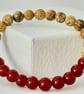 Crimson Earth – Red Carnelian & Faceted Picture Jasper Gemstone Stretch Bracelet - Image 3