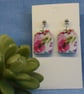 Rounded Rectangle Floral Drop Earrings - Image 4