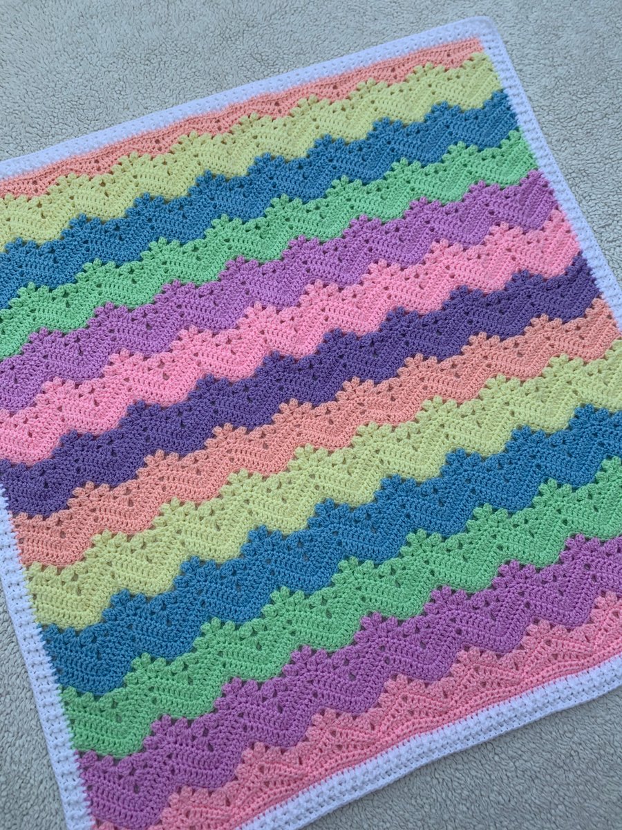 Pastel Rainbow Crochet Baby Blanket - Handmade Nursery Blanket - Ready to Post
