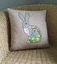 Handprinted & appliquéd cushion Hedgerow Hare - Image 1