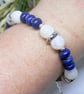 Lapis Lazuli And Agate Memory Wire Beaded Bracelet - Image 5