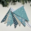 Handmade Fabric Bunting 8 Flags in Coastal Shells & Starfish Design