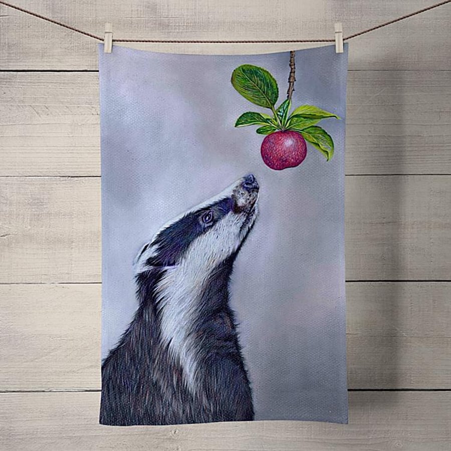 The Badger And Apple Cotton Tea Towel