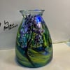 A hand painted and fired glass vase by Andrew Jenkins 