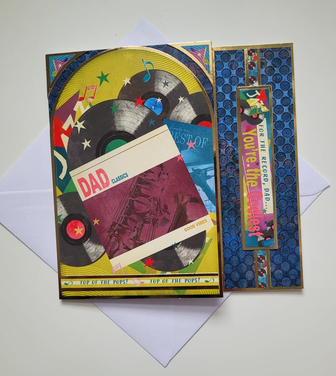 Dad Birthday Card or Dad Father's Day Card - Cool Dad Retro Vinyl Record Design