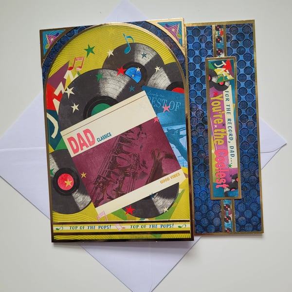 Dad Birthday Card or Dad Father's Day Card - Cool Dad Retro Vinyl Record Design