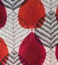Handmade A5 Journal, 1950s Red and Orange Leaf Design Vintage Barkcloth Fabric - Image 2