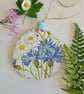 Blue cornflower wood slice hanging decoration home decor
