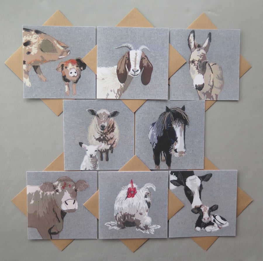 8 Farm Animal Collection cards