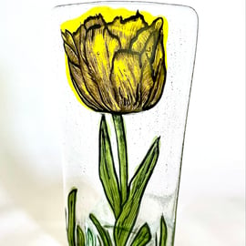 Fused Glass Painted Tulip Candle Holder