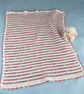 Colourful Crochet Baby Blanket, White Car Seat Blanket, Newborn Gift - Image 3
