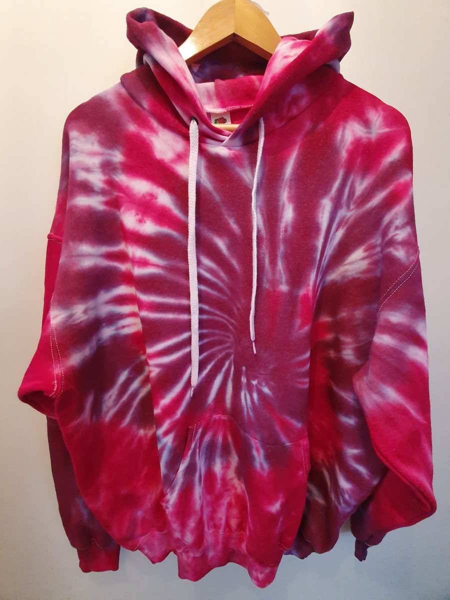 Tie Dye Pink and Purple Swirl Hoodie, Hooded Sweatshirt, Hand-Dyed Top, Festival