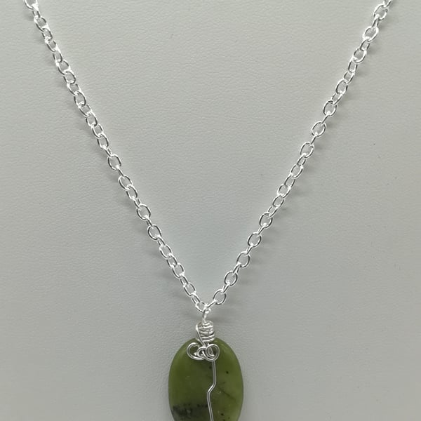 Handcrafted Wire Wrapped Connemara Marble,Minimalist,Single Bead pendant,Irish 
