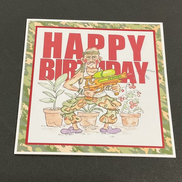 Handmade Funny Wrinklies at the Movies 6 x6 inch Birthday card - Rambo
