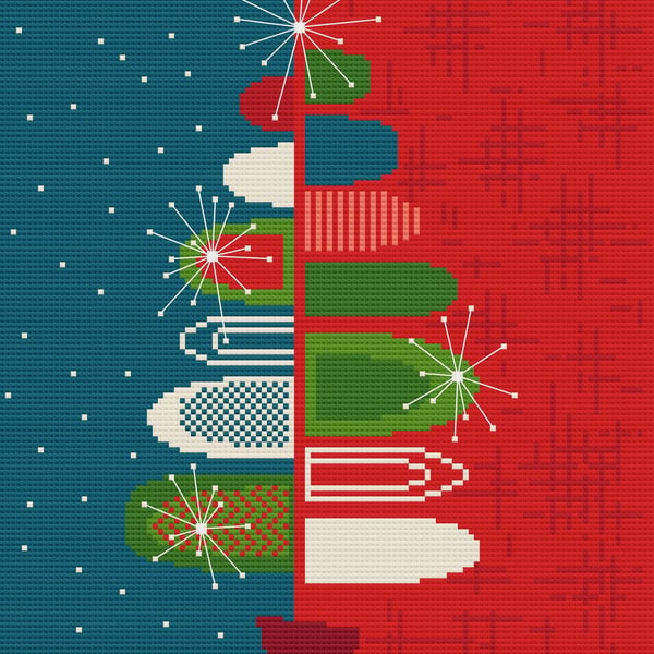 189 - Mid-Century Retro Winter Holidays Christmas Tree - Cross Stitch Pattern