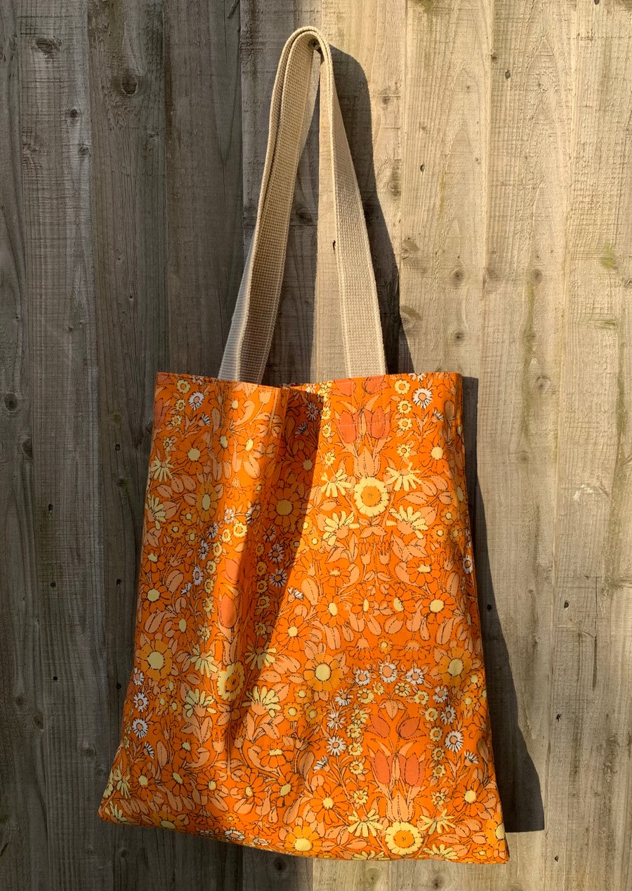 Orange Daisy Chain cotton Tote bag