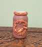 Handcrafted vase. Brown with bird embellishments. From upcycled jar