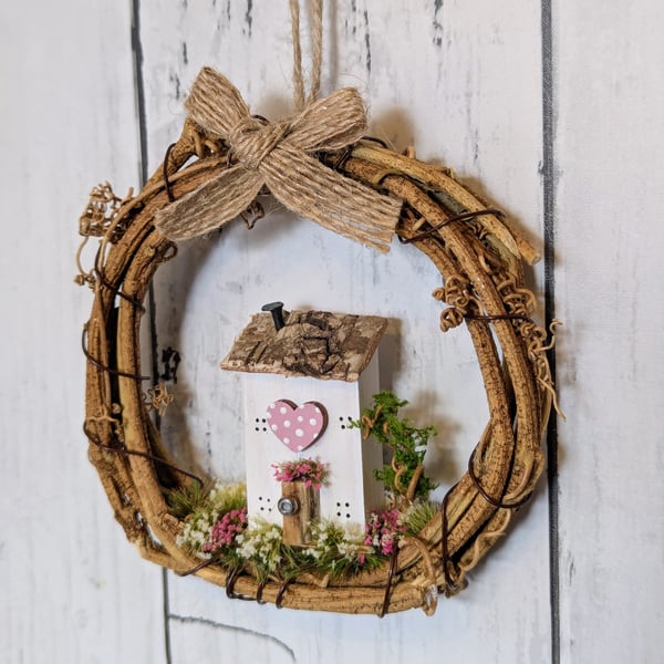 Floral Cottage - A Tiny Wreath Hanging Home Decor 