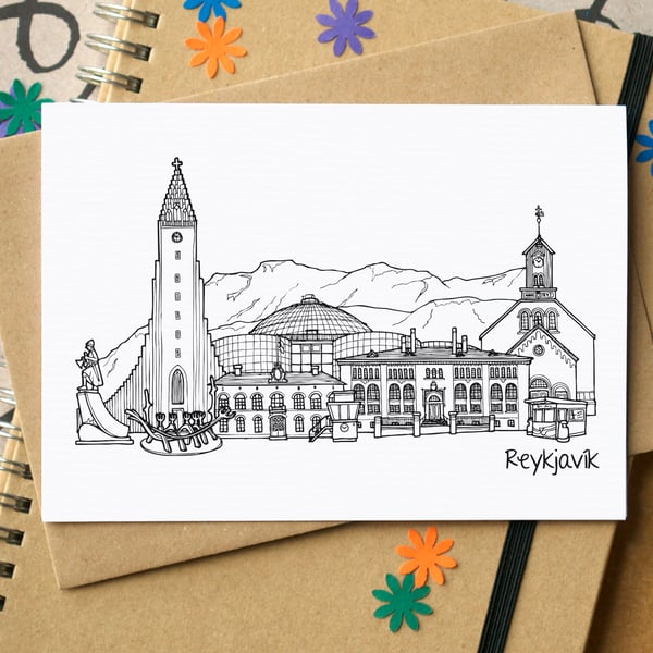Reykjavík Skyline Greetings Card
