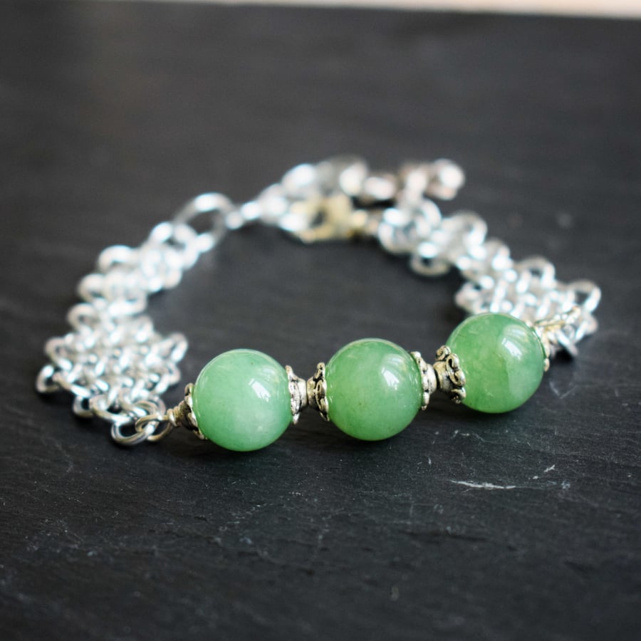 Green Aventurine and Chainmaille Bracelet
