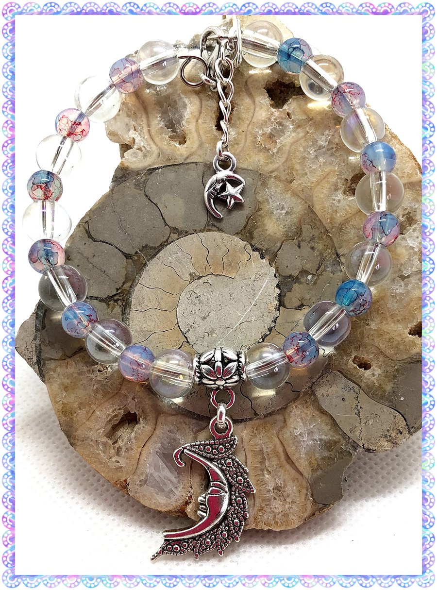 SALE OOAK Crescent Moon bangle style bracelet