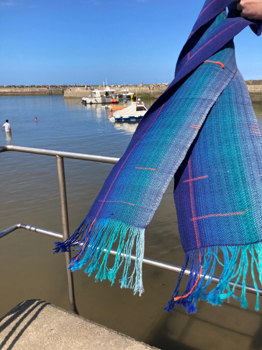 Staithes Moonlight Handwoven Herringbone Cotton Scarf