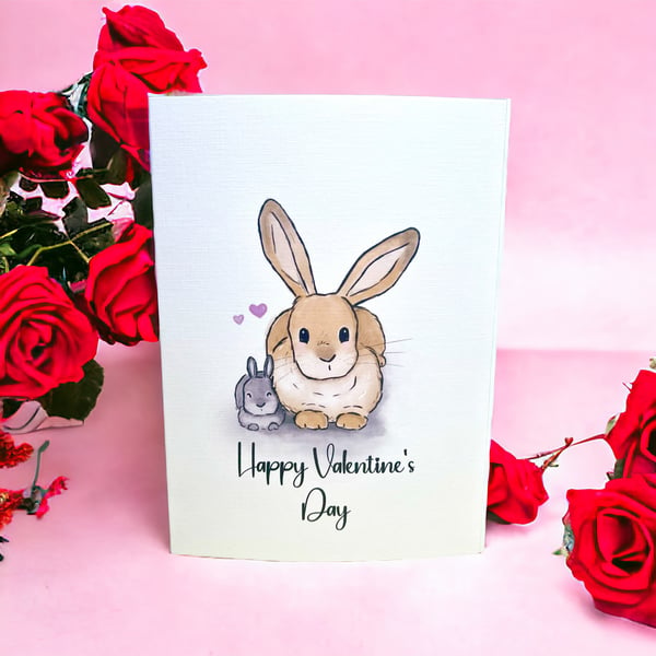 ‘The odd couple’ rabbits in love greetings card
