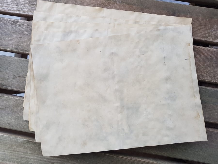 A Set of 5 handmade tea dyed A4 MARBLE paper (100 gsm), junk journal