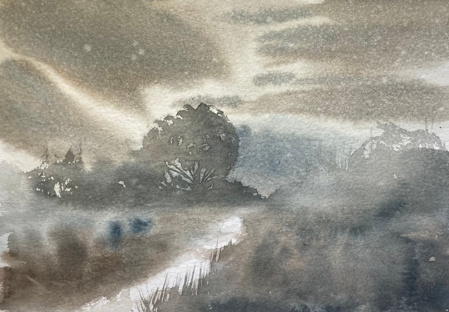 Light winter snow (Original Watercolour painting) watercolour, original art