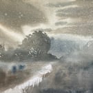 Light winter snow (Original Watercolour painting) watercolour, original art