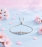 Sterling Silver Graduated Bead Bracelet - Adjustable Slider Bracelet - Handmade  - Image 2