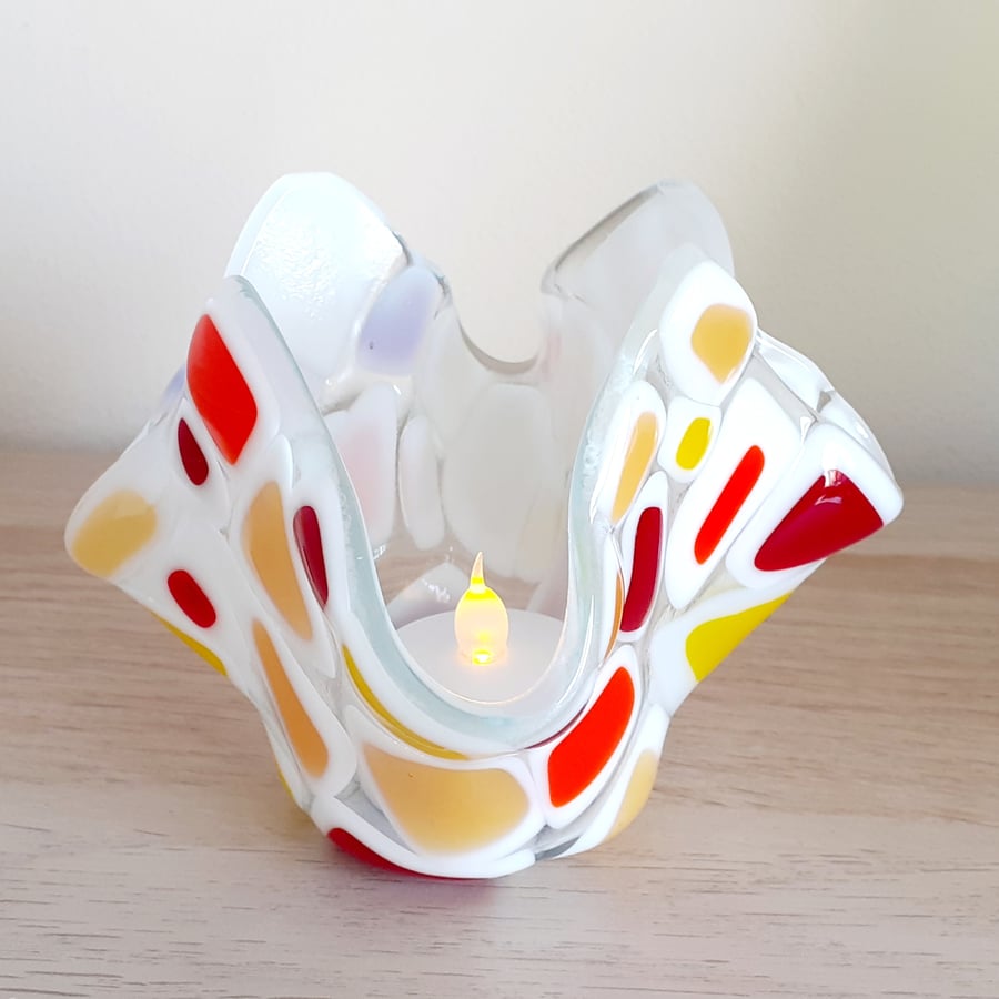 Fused Glass Tea Light or Candle Holder