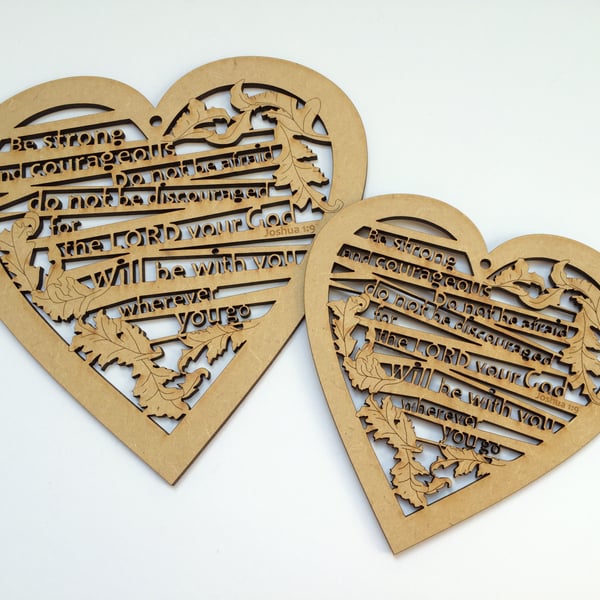 Medium wooden heart - Be strong and courageous (Joshua 1:9)