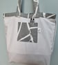 Two Tone Grey Tote Bag - upcycled fabric - Image 3