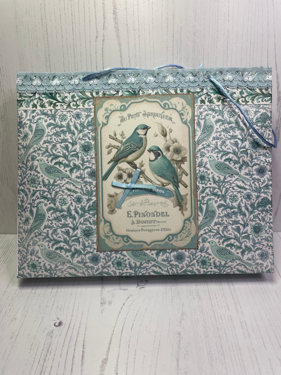 SOLD Vintage Birds, Gift Bag, Card, Folio and boxes lavender sachets.