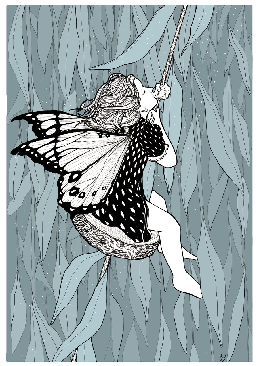 Fairy art print, flower fairy illustration art a4