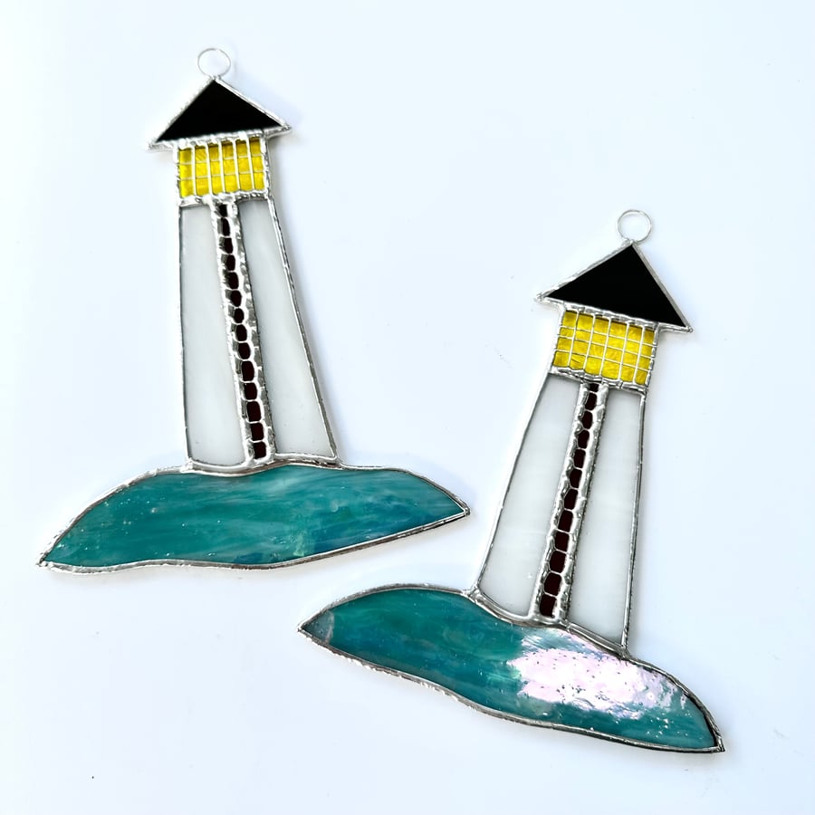 Stained Glass Lighthouse Suncatcher - Handmade Hanging Window Decoration