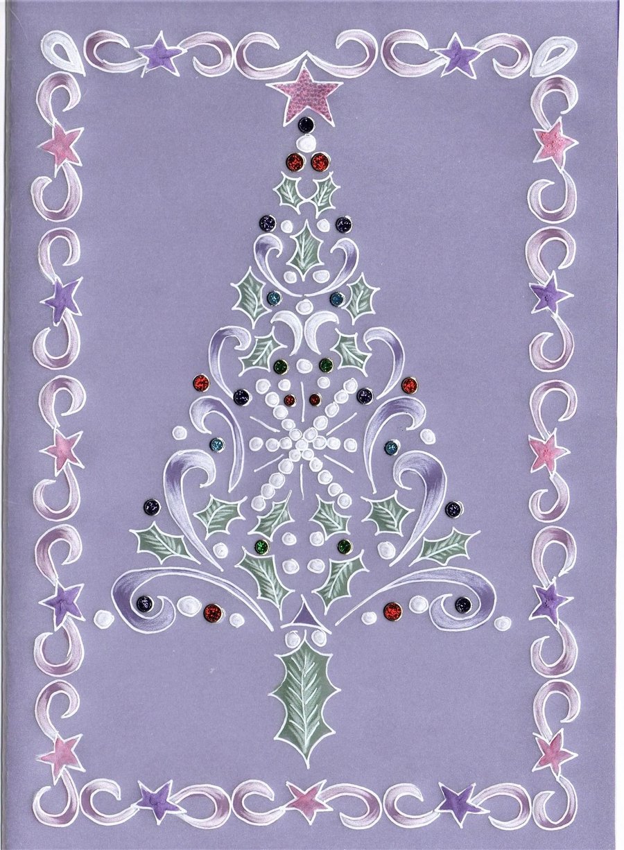 Beautiful handcrafted Parchment Card for Christmas