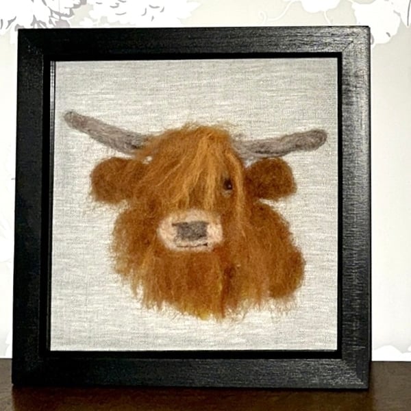 Needlefelted Highland Cow Picture 