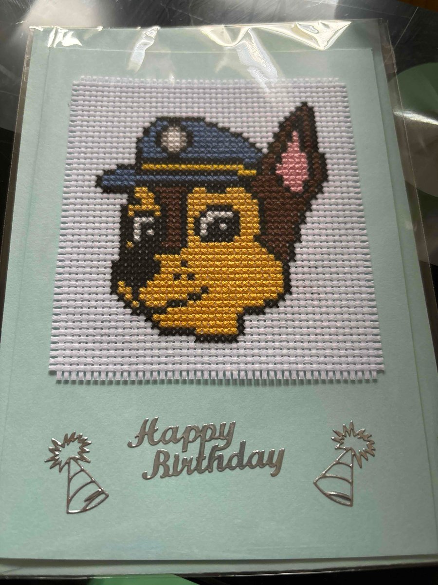 Handmade chase paw patrol birthday card 
