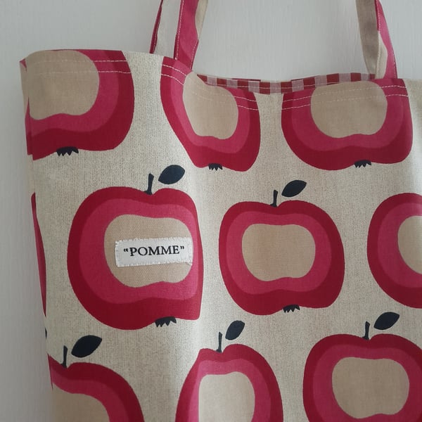 Unique, Handmade Tote Bag, "Pomme"