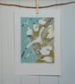 Gannets, sea birds - Original hand cut limited edition linocut print - Image 4