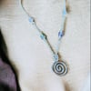 Rainbow fluorite spiral necklace