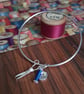 Sewing Bracelet with Silver Scissors, Bobbin & Button Charms - Image 2