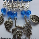 Leaf Charm Stitch Markers, Knitting Crochet Notions, Set of 5