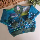  Bobble Design Hand Knitted Baby Cardigan 6-12 mth size