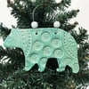 Ceramic Polar Bear in pyjamas Christmas decoration pottery bear